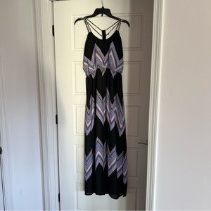 Rue 21 Maxi Dress Tribal Print with Gold Chain Straps Size M